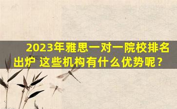 2023年雅思一对一院校排名出炉 这些机构有什么优势呢？